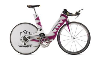 Jan Ullrich's futuristic Pinarello time trial bike used during the 2000 season where he finished second overall in the Tour de France and earned the silver medal in the time trial at the Olympic Games in Sydney