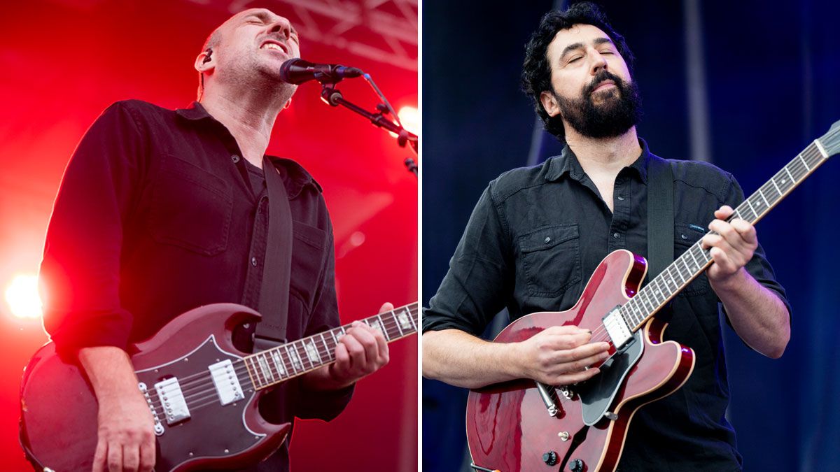 Dan Hoerner and Jeremy Enigk of Sunny Day Real Estate, perform at the In Between Days Festival at the Veterans Memorial Stadium.