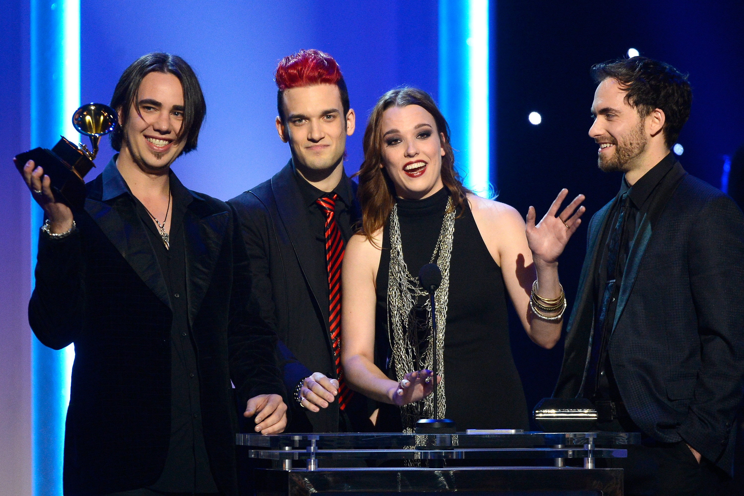 Halestorm receiving their Grammy for Love Bites