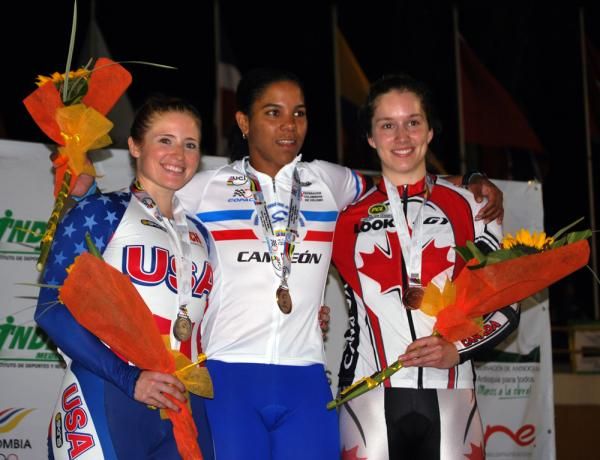 The women's keirin podium
