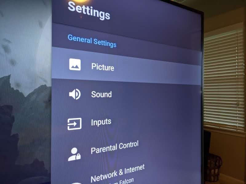 Hisense H65G Series TV Settings Menu