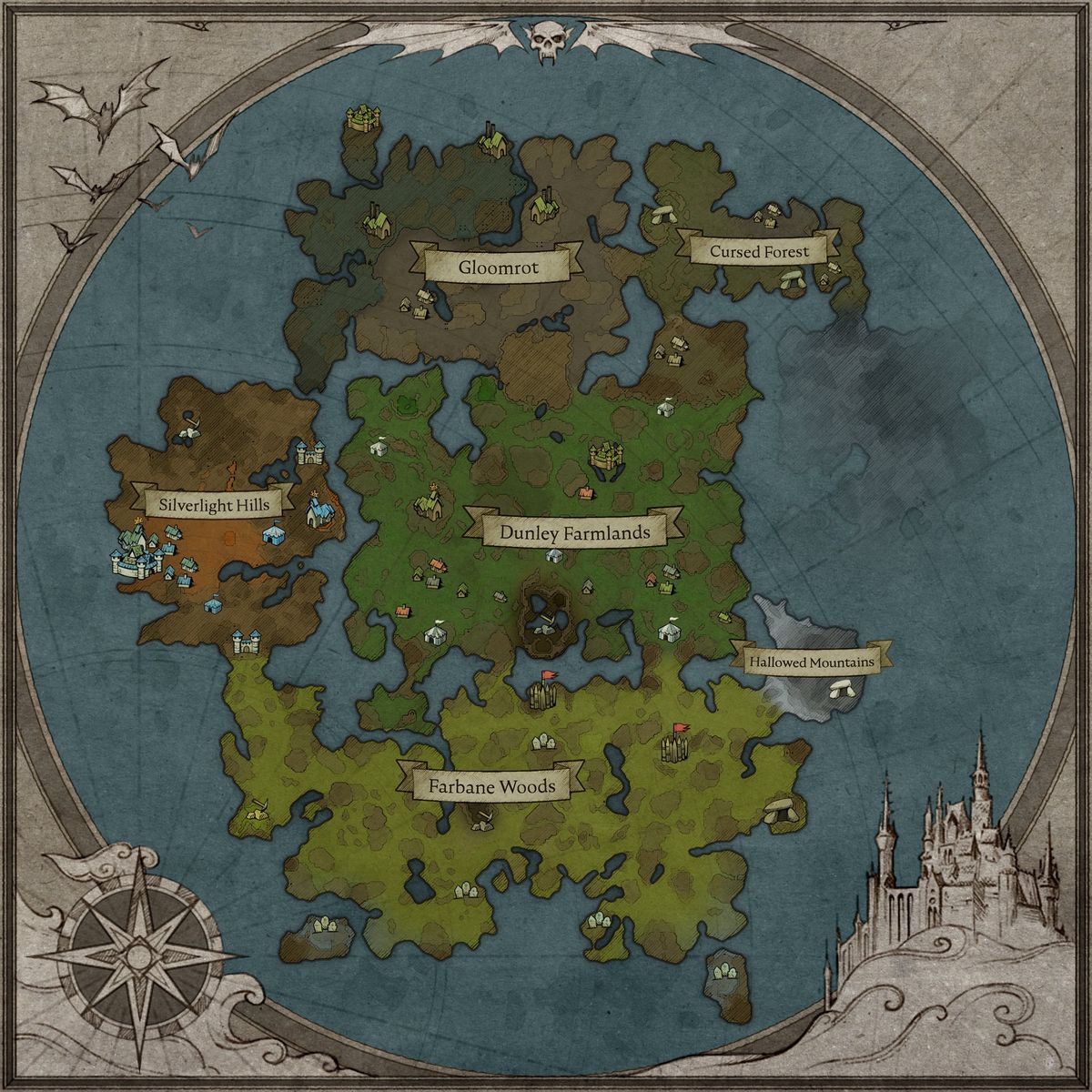 V Ridge Map Rivals V Rising map, world, regions and recommended levels | GamesRadar+