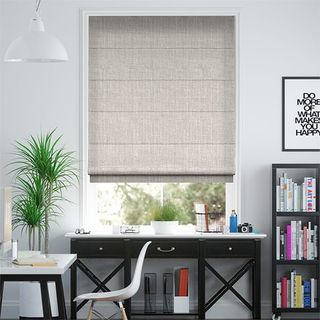 roman blind in grey tone in home office by blinds 2 go