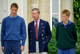 Prince Charles, Prince of Wales with his sons, Prince Harry and Prince William at their Highgrove home in Gloucestershire
