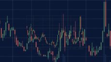 closeup of stock chart on a screen with red and green bars showing choppy price action