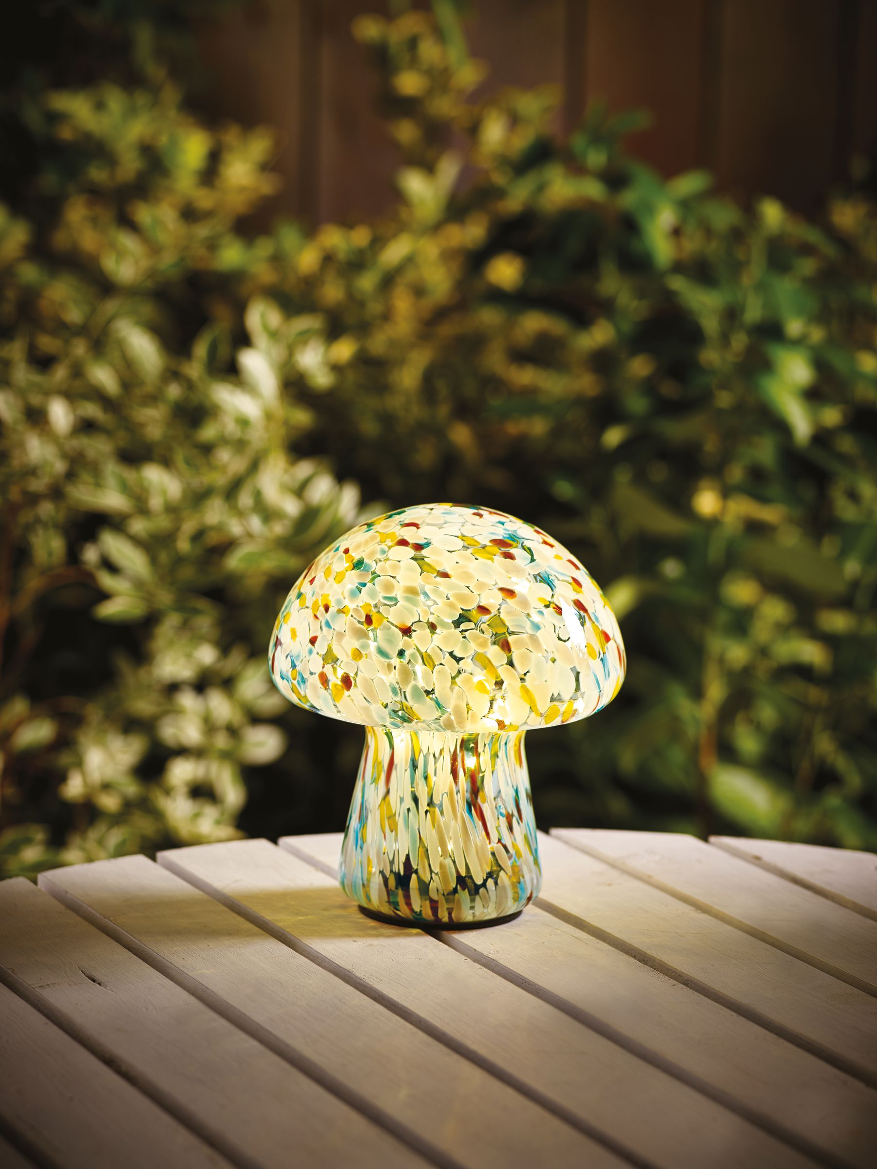Multi Solar Confetti Glass Mushroom Outdoor Light