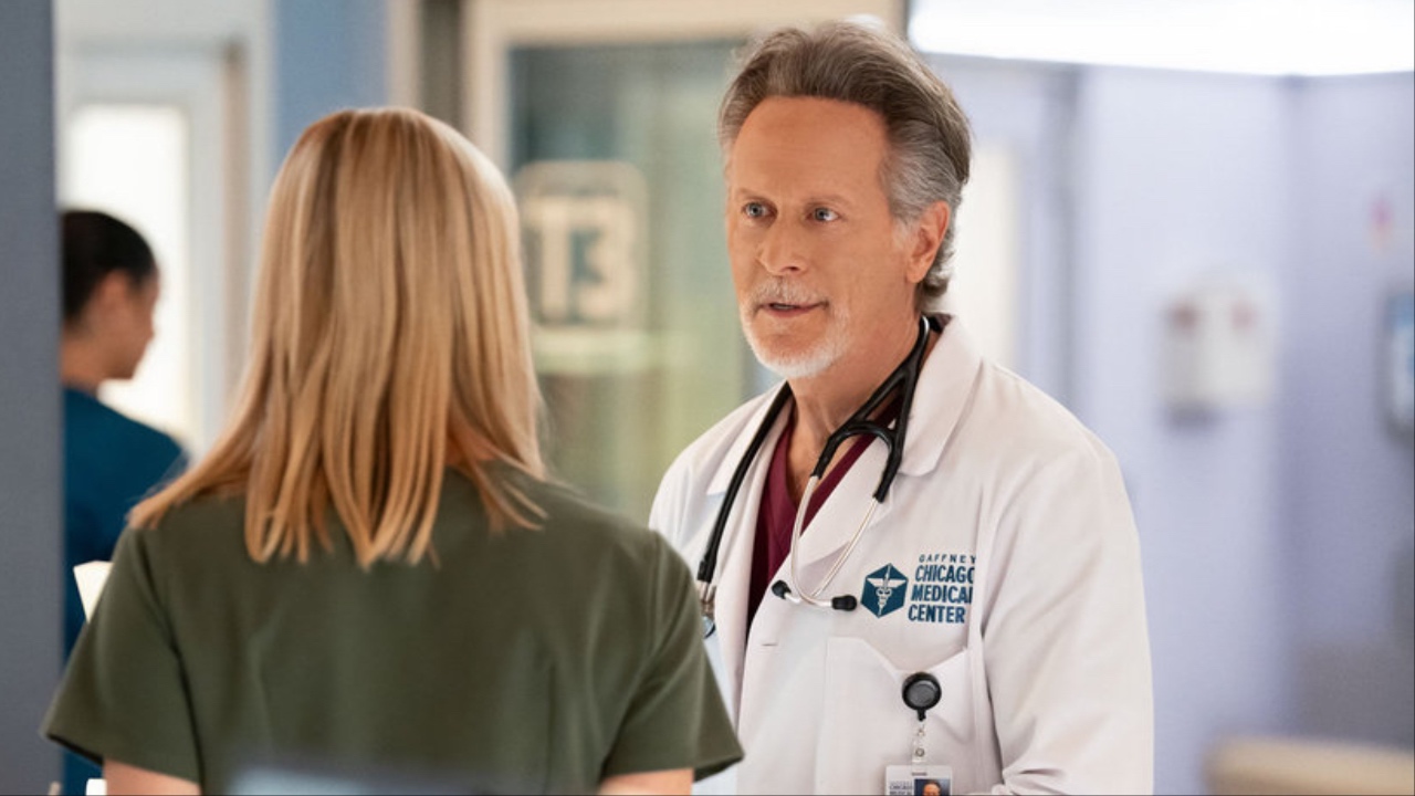 Hannah and Archer talking in Chicago Med Season 11 premiere
