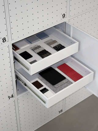 drawers with material samples