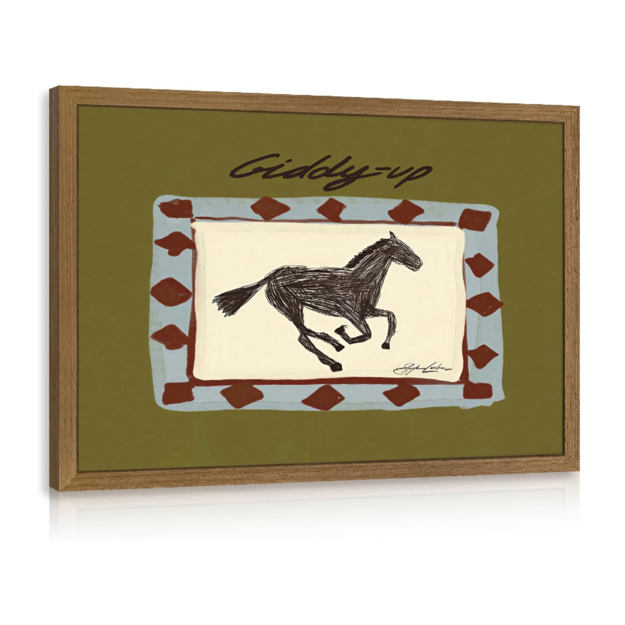 TEXQAB Vintage Galloping Horse Western Wall Art
