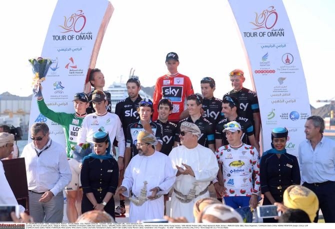 Chris Froome, Team Sky and the Tour of Oman jersey winners.