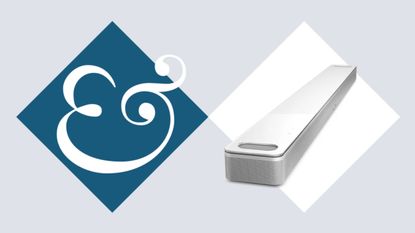 Bose Smart Ultra Soundbar on tile background next to Homes & Gardens '&' logo.