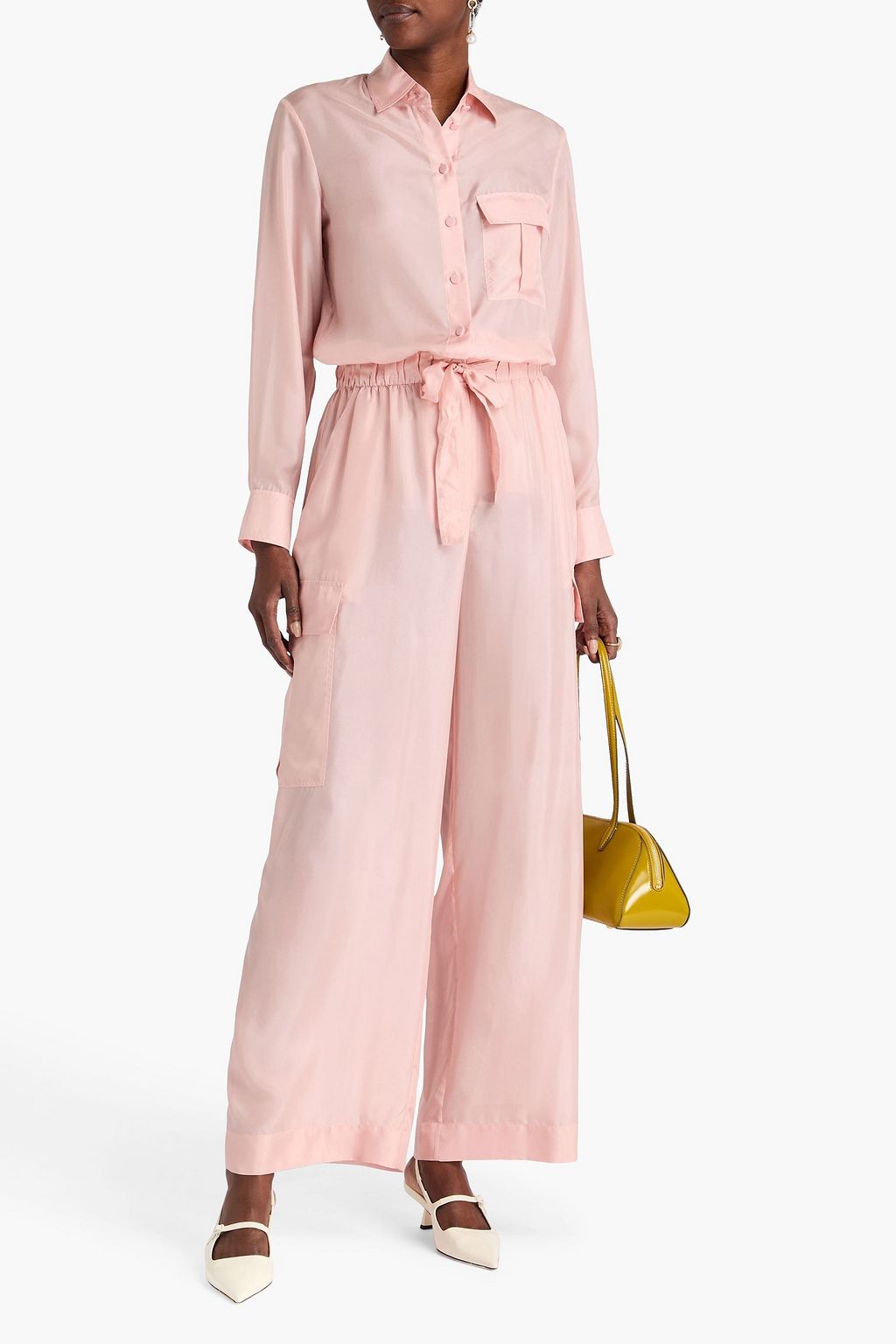 Silk-Habotai Cargo Pants