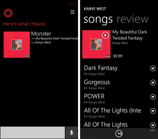 Cortana identify music screenshot