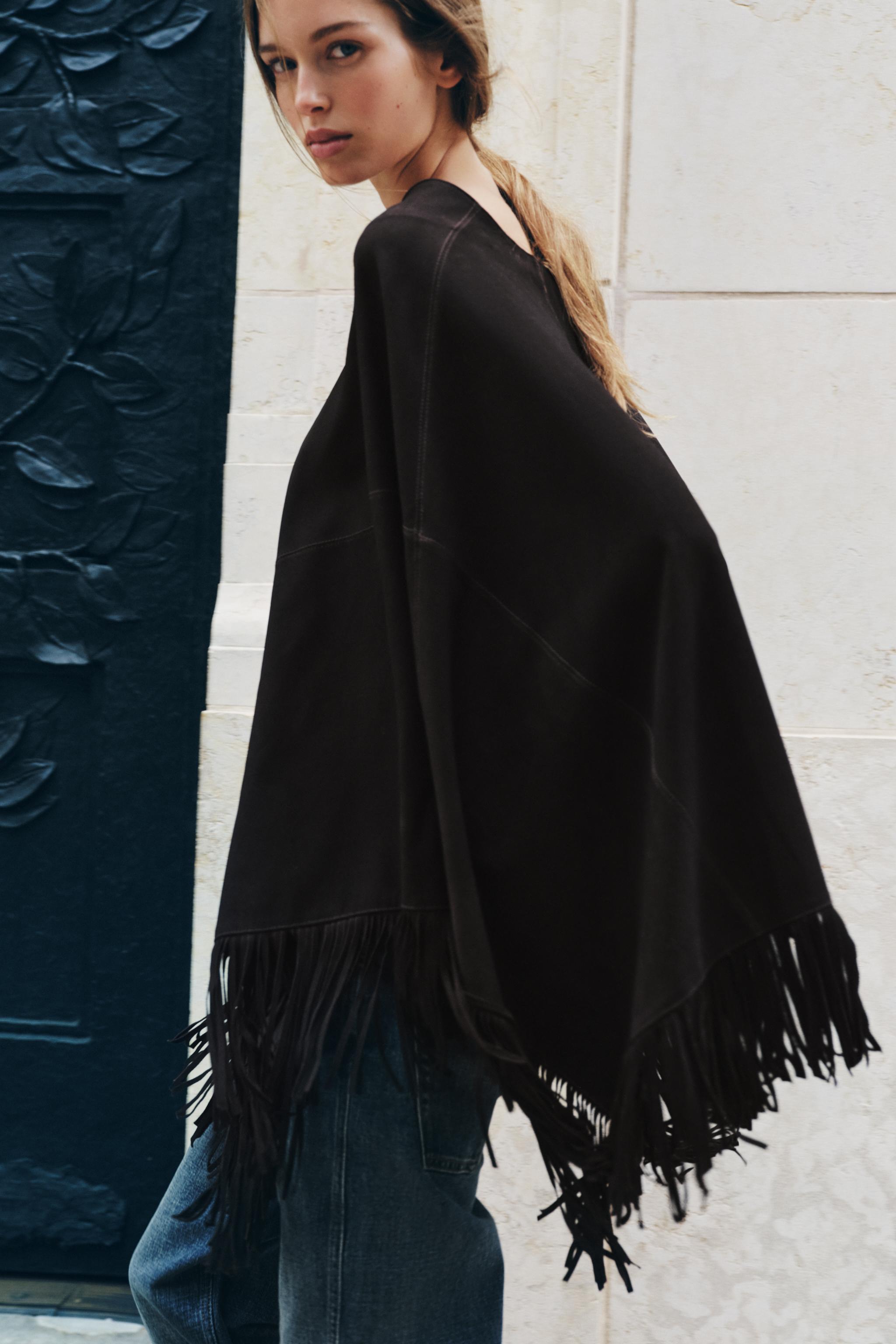 Fringed Leather Cape