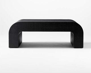 horseshoe black laquered linen coffee table - cb2