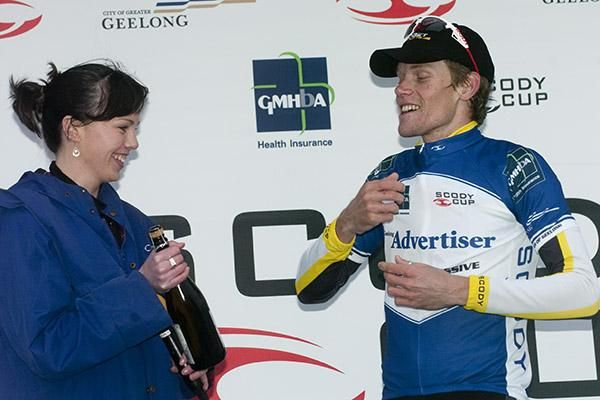 Budget Forklift's Cameron Jennings from Queensland wouldn't have appreciated the conditions but rode well enough to win the Geelong Advertiser Most Aggressive rider of the stage award.