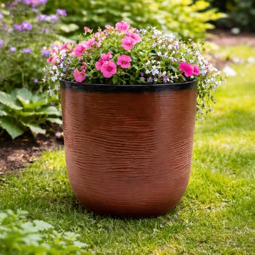 Gardening Naturally Cactus Recycled Ceramic-Effect Planter &amp;ndash; Frost-Proof and Uv Resistant, 34.9cm X 35cm by Flowersea (burnt Orange)