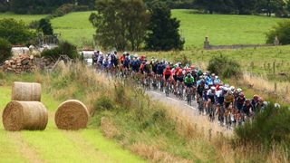 The peleton rides through rural England on the Tour of Britain