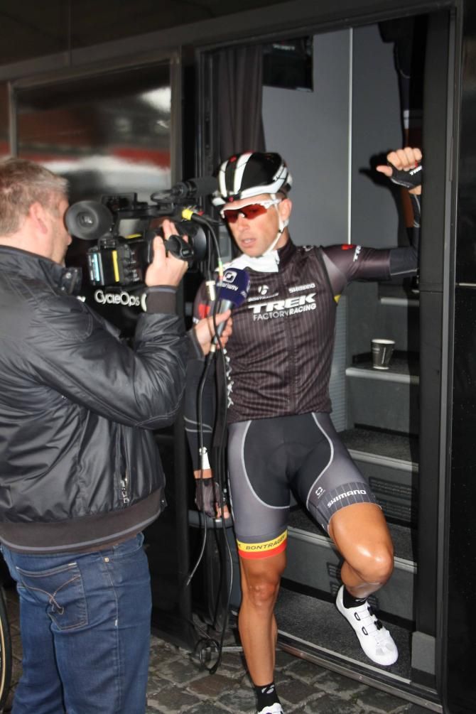 Stijn Devolder (Trek) is always in demand ahead of the Flemish classics.