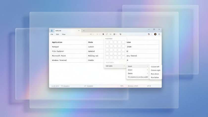 Generating a Markdown table in Notepad on Windows 11