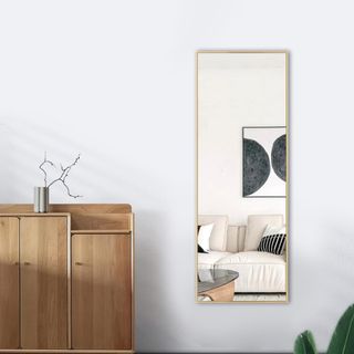 Neutypechic Modern Sleek Metal Frame Full-length Hanging or Leaning Wall Mirror