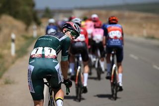 CORDOBA SPAIN AUGUST 23 Wout van Aert of Belgium and Team Visma Lease a Bike Green Points Jersey competes during the La Vuelta 79th Tour of Spain 2024 Stage 7 a 1805km stage from Archidona to Cordoba UCIWT on August 23 2024 in Cordoba Spain Photo by Dario BelingheriGetty Images