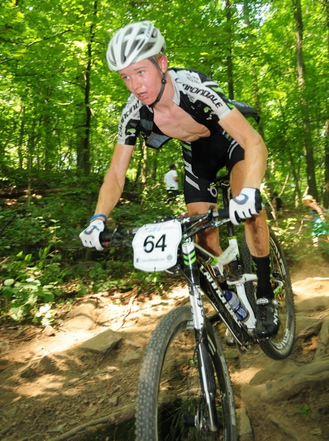 Keegan Swenson (Cannondale) riding in second place on lap two