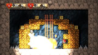 Spelunky gameplay showing explosion