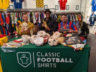 Ian Wright is reunited with football memorabilia from his playing career, with Classic Football Shirts