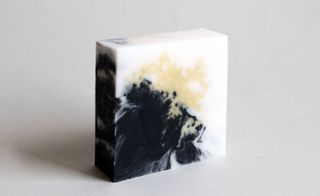 natural soap made with an embedded sea sponge
