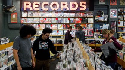 Shoppers peruse The Record Exchange in downtown Boise, Idaho