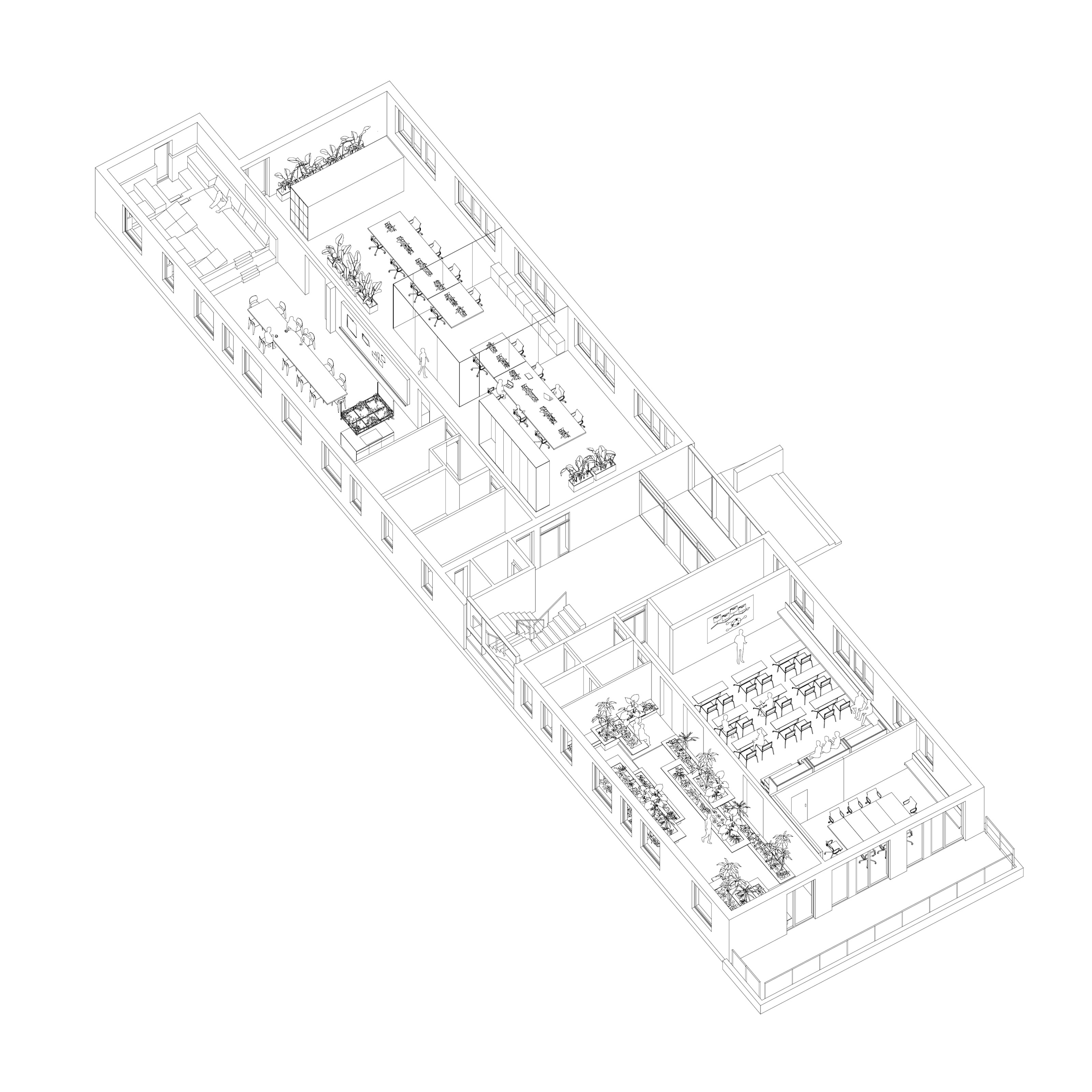 An axonometric view of the Pradtke HQ