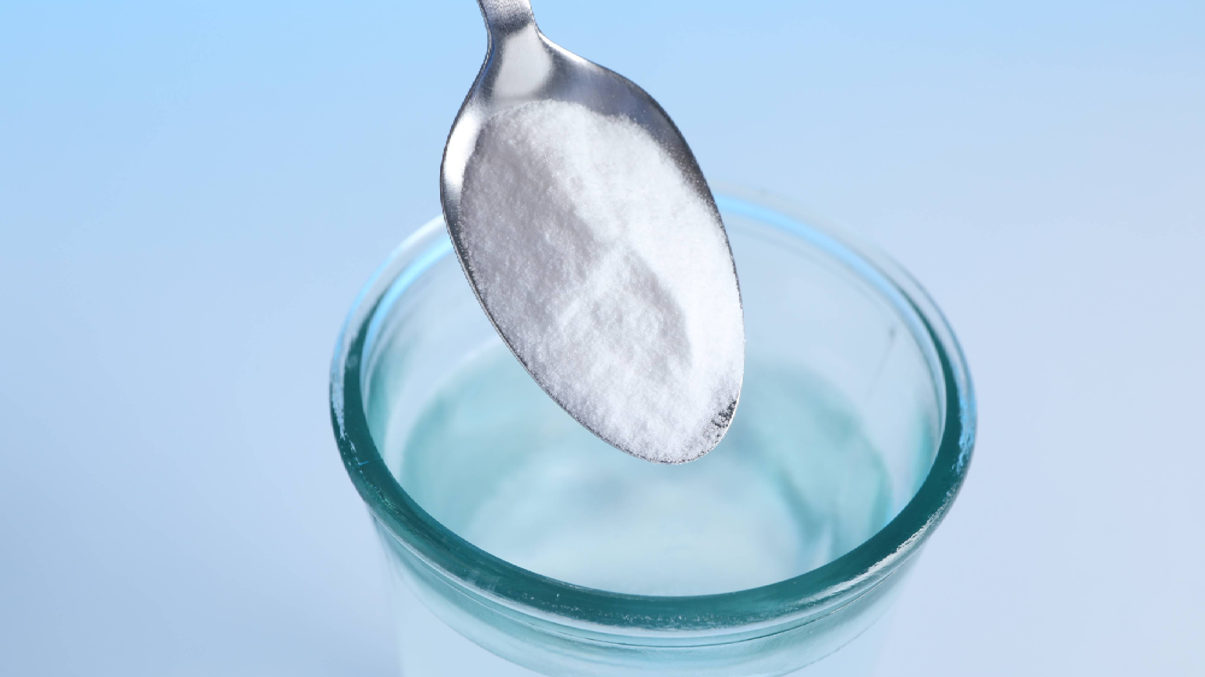 Baking soda being added to hydrogen peroxide