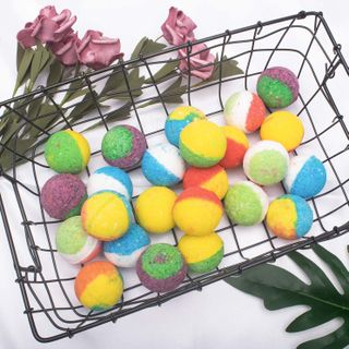 12 Organic & Natural Bath Bombs, Handmade Bubble Bath Gift Set in lots of bright colours
