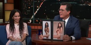 Zoë Kravitz and Stephen Colbert on the Late Show