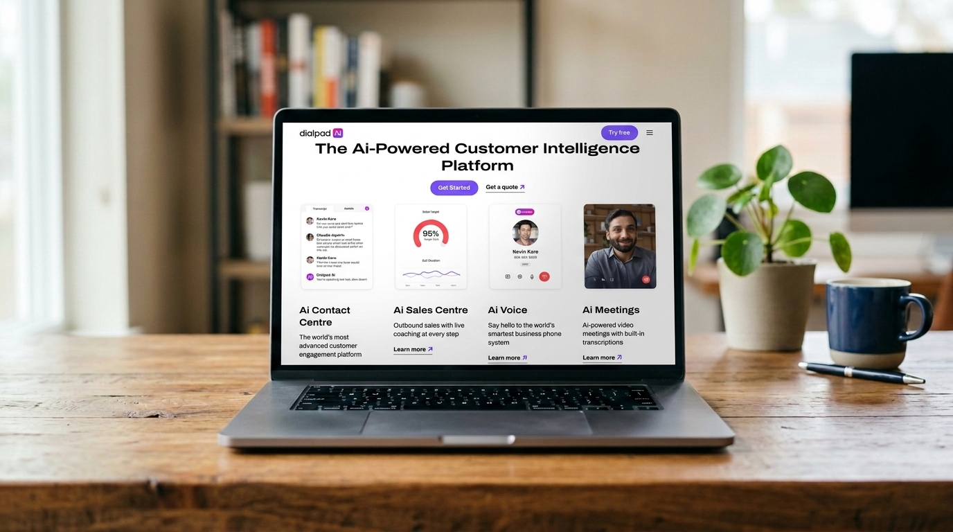 Dialpad homepage on a macbook