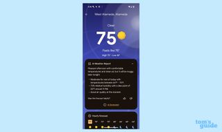 AI weather report on a google pixel 9 pro