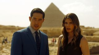 Ben and Addison in Egypt staring at something