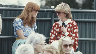 Diana, Princess of Wales with Sarah Ferguson at the Guard's Polo Club, Windsor, June 1983