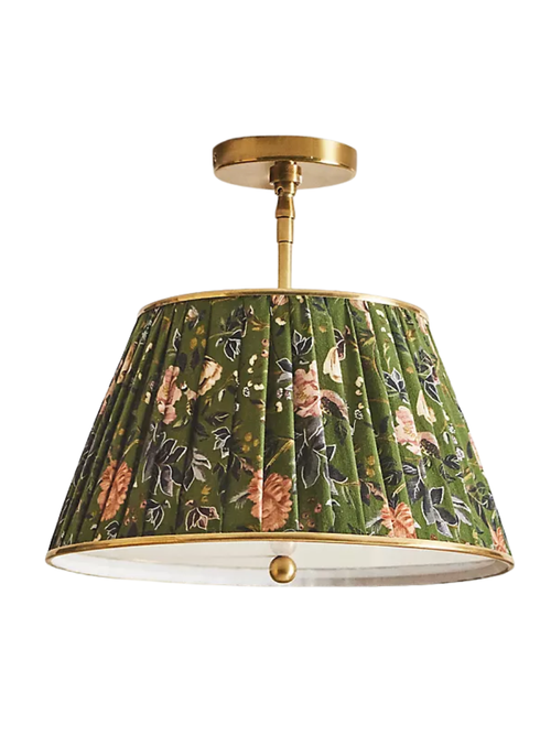 Lee Brass 16" Ruched Printed Semi-Flush Mount Light