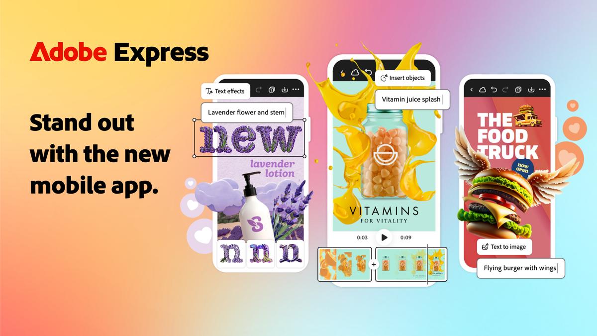 Adobe Express mobile app with Firefly