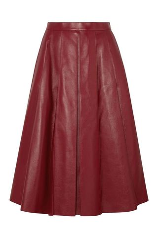 Pleated Leather Skirt