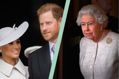 A collage of Prince Harry and Meghan Markle, alongside an image of the Queen - Prince Harry and Meghan Markle will not visit Balmoral