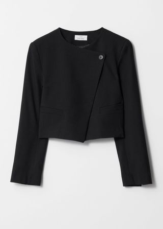 Cropped Collarless Blazer