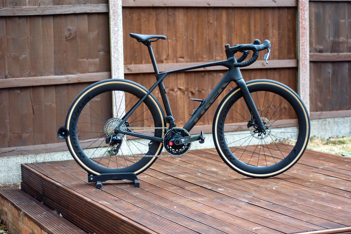 A black Trek Domane SLR 7 AXS