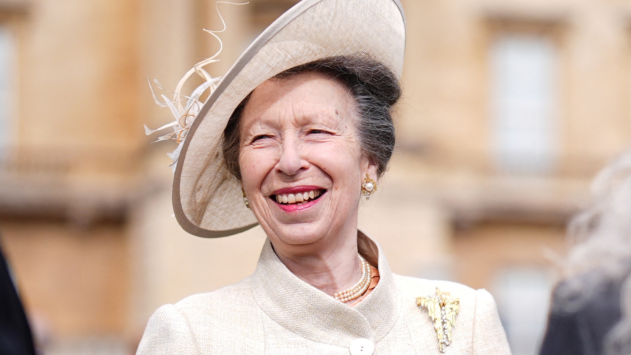 Princess Anne, Princess Royal speaks to guests during a Royal Garden Party at Buckingham Palace, in London, on May 6, 2026