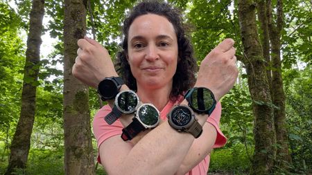 Julia Clarke wearing five watches 