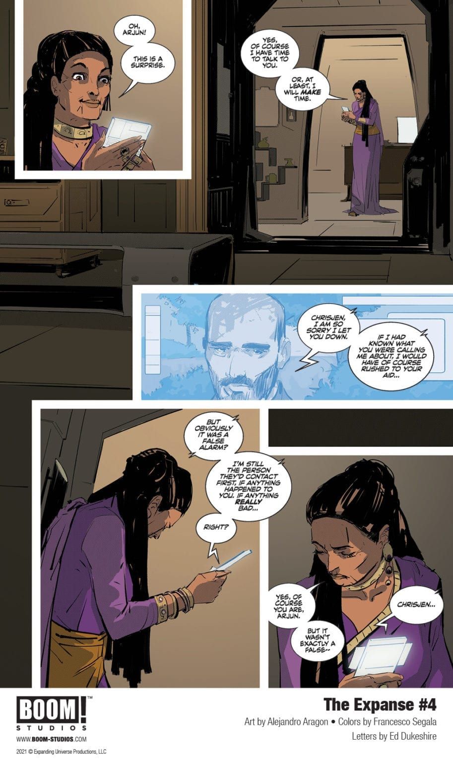 Bobbie Draper and Chrisjen Avasarala face a final threat in the climax for Boom! Studios' "The Expanse #4."