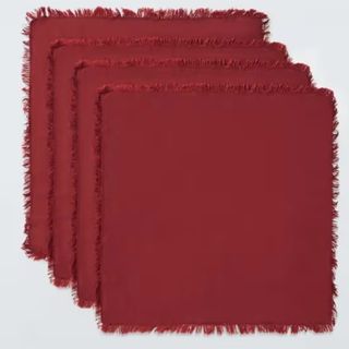 deep red frayed edge napkins set of 4