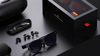 a pair of sunglasses with xr hardware